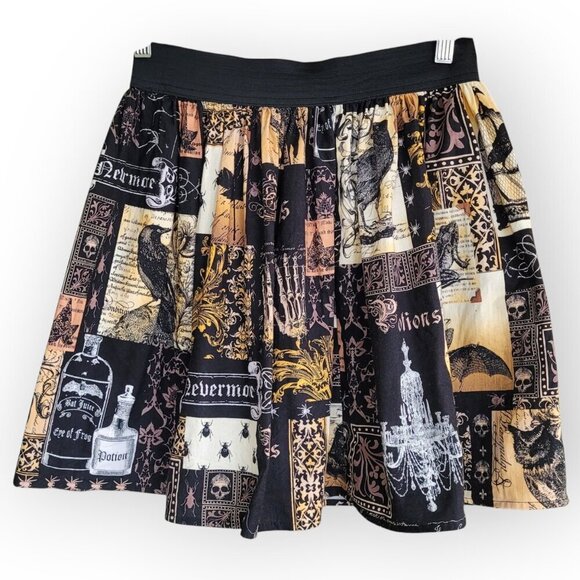 Edgar Allan Poe Gothic Skirt XS Stretch Waist - Picture 3 of 8